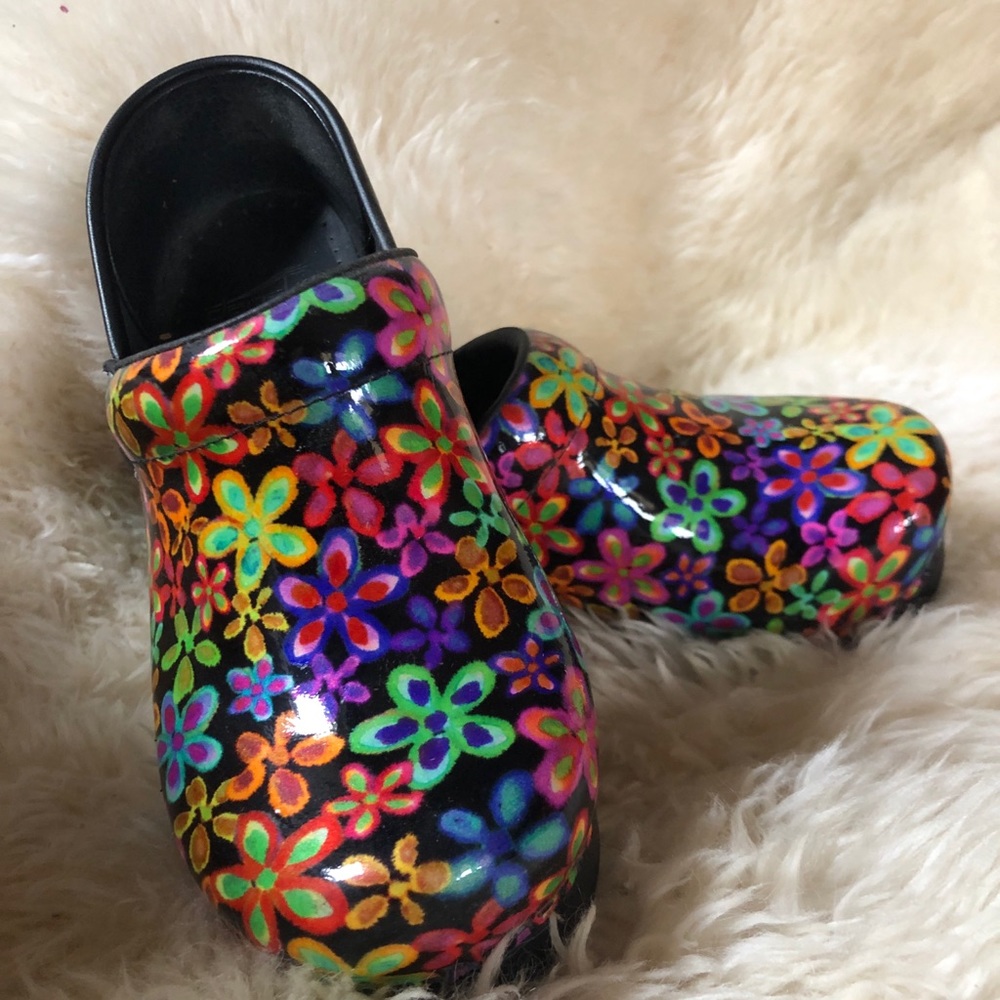 Dansko neon floral professional clog